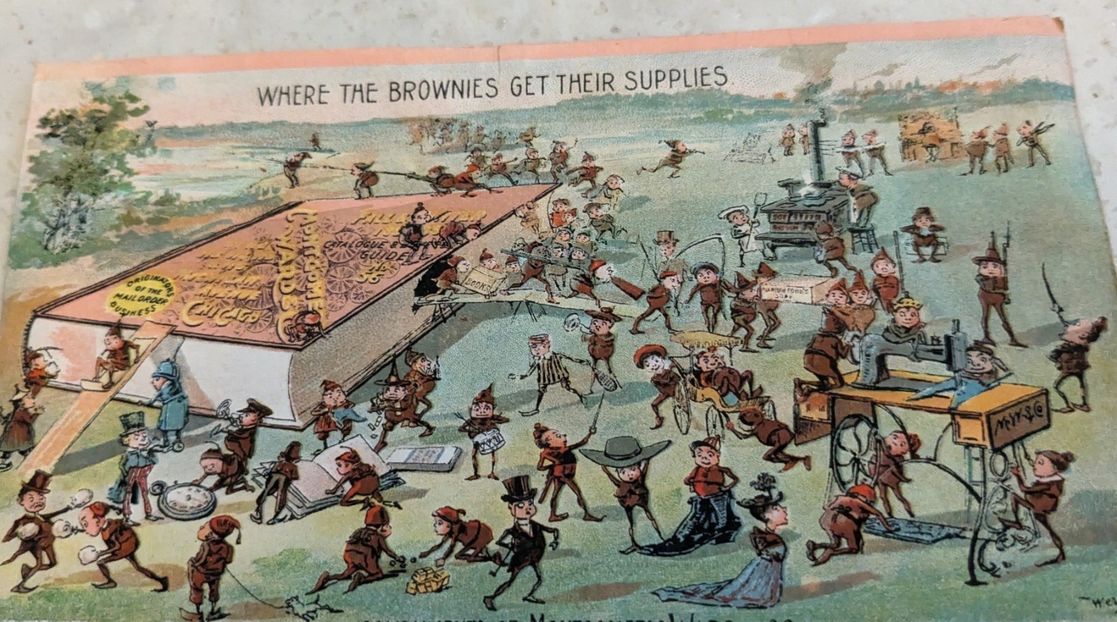 VTG TRADE CARD BROWNIES GETTING THEIR SUPPLIES AT MONTGOMERY WARD CO. CHICAGO VTG TRADE CARD BROWNIES GETTING THEIR SUPPLIES AT MONTGOMERY WARD CO. CHICAGO