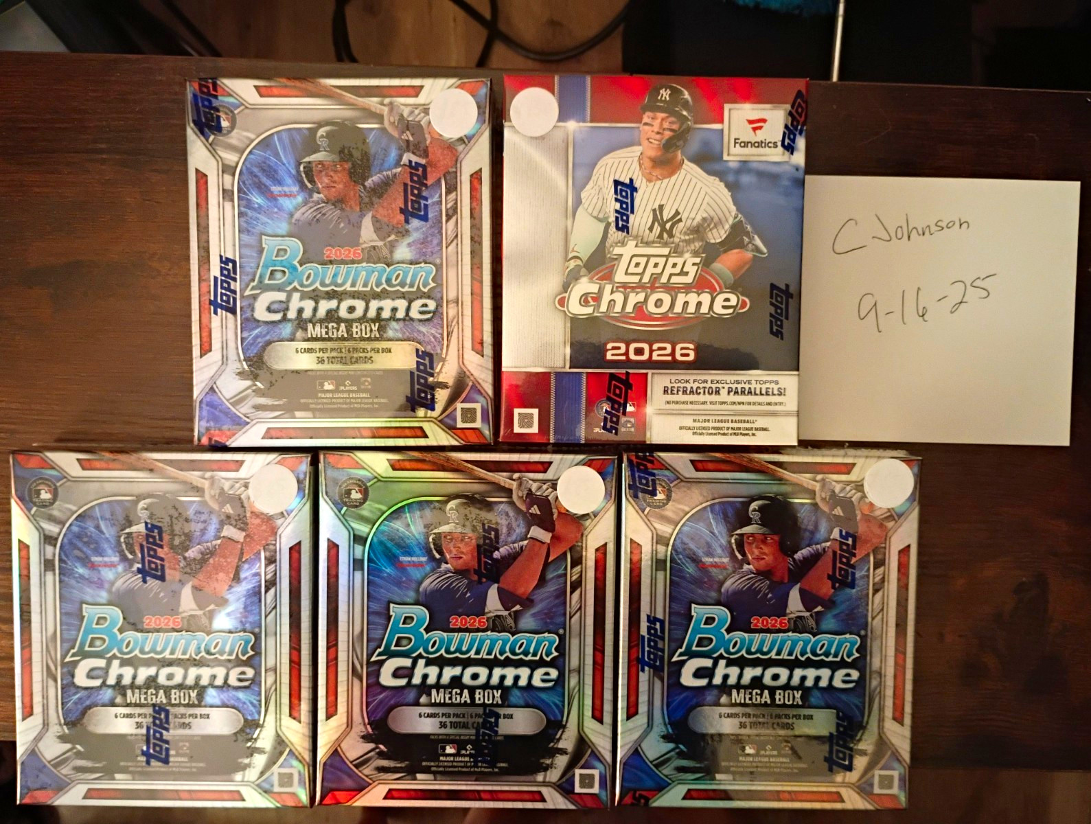 Topps MLB 2026 Bowman Chrome Mega Box + 2026 fanatics Topps Chrome Box Lot