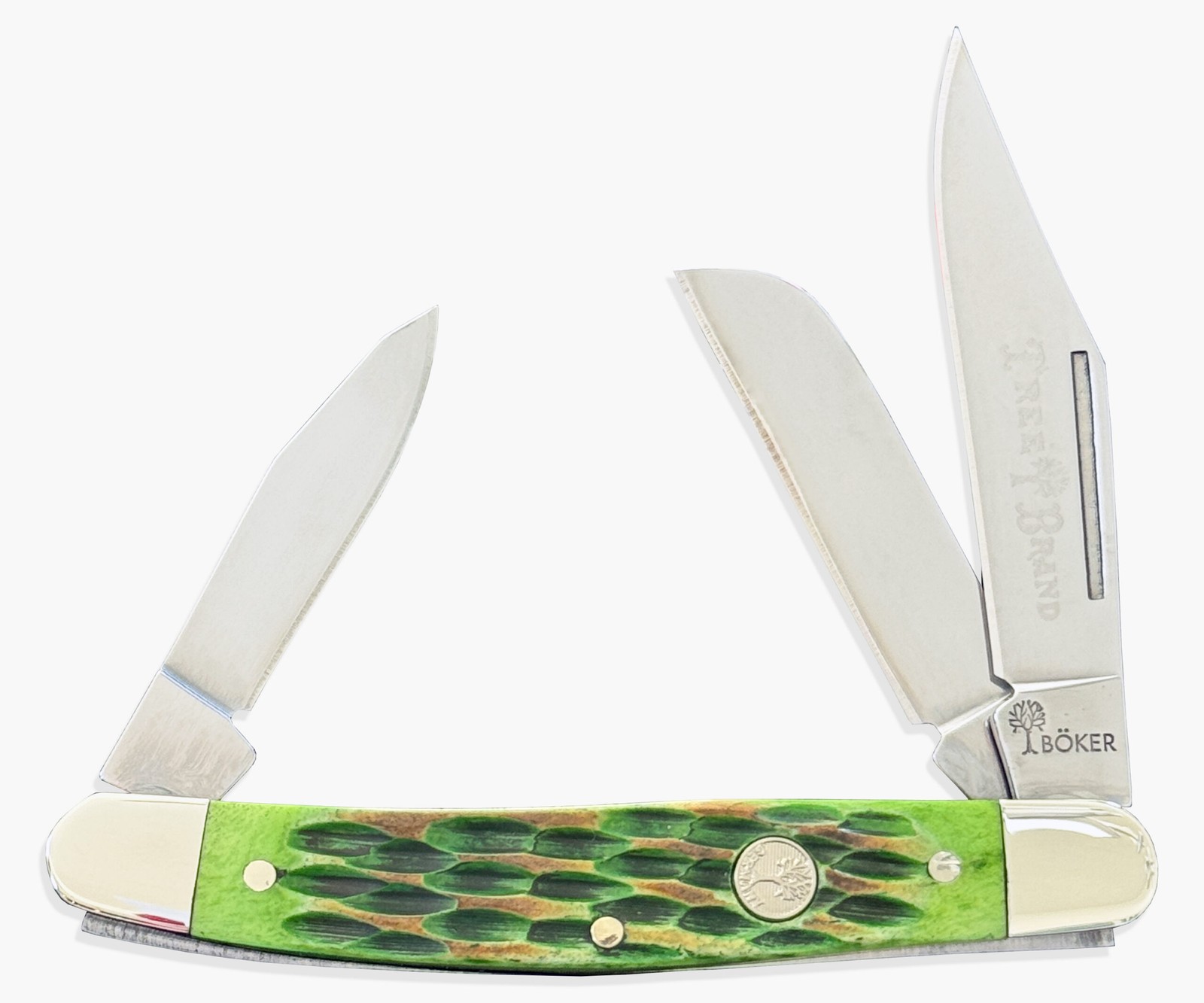 Boker TS 2.0 Medium Stockman Pocket Knife, Burnt Lime Green Bone, 3.5 Boker TS 2.0 Medium Stockman Pocket Knife, Burnt Lime Green Bone, 3.5
