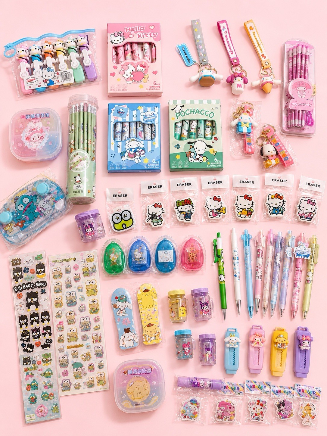 Sanrio Hello Kitty Mixed Lot My Melody Stationery Bundle Pens Erasers