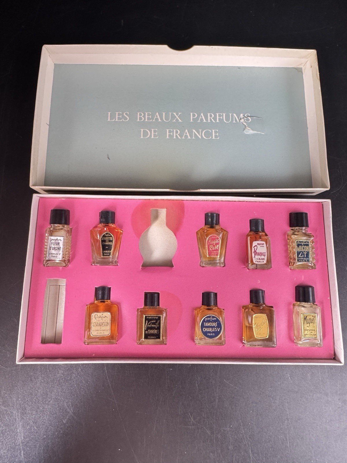 Vintage Les Beaux Parfums de France Mini Perfume 10 Bottle Set Original Box