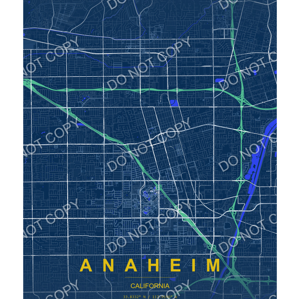 Anaheim CA California art print 11x14 city map Wall Decor ~ Disney Disneyland