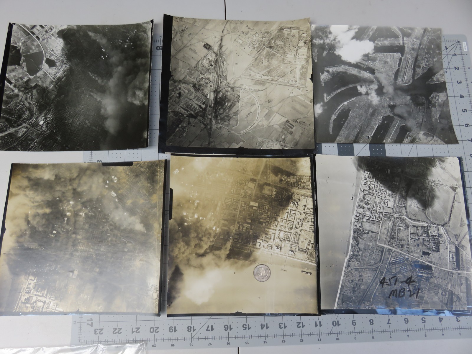 Vintage WW2 1944 Photograph Bombing Mission Germany? Photos lot of 6 Large Photo
