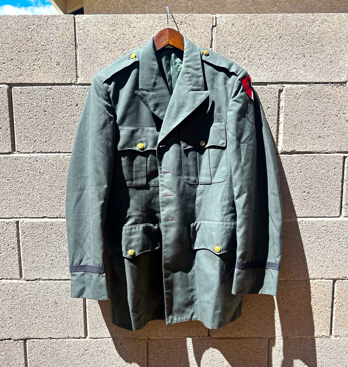 Vintage 60s 70s US Army Military Jacket 40L Green Khaki Field Uniform Coat USA