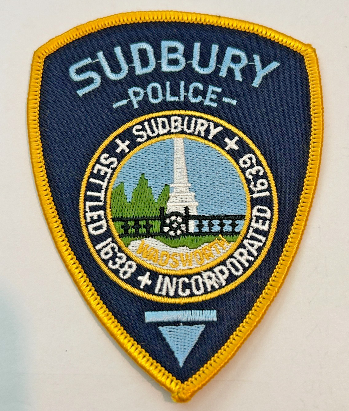VIntage Sudbury Massachusetts Police Dark Blue Patch Unused