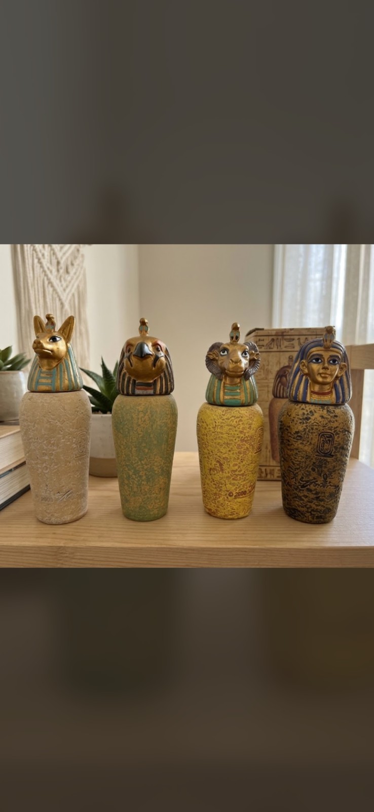 Veronese 2000 Egyptian Canopic Jars Set of 4 Mini Sons of Horus Vintage w/ Box