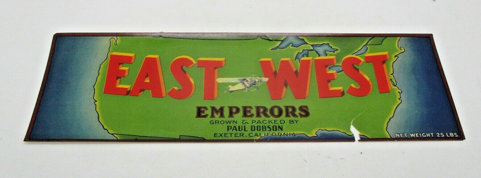 Vintage East West Emperors Original Fruit Crate Label 