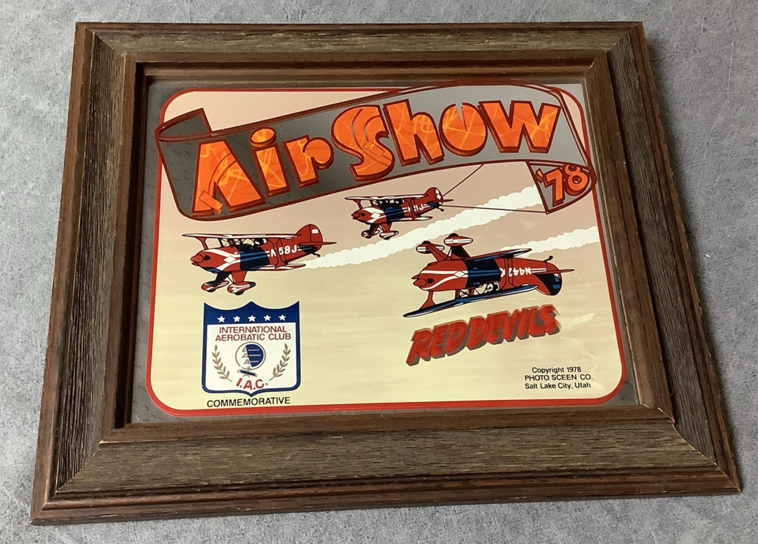 Vintage 1978 EAA OSHKOSH Commemorative Mirrored Picture - Red Devils - #3 of 5 Vintage 1978 EAA OSHKOSH Commemorative Mirrored Picture - Red Devils - #3 of 5