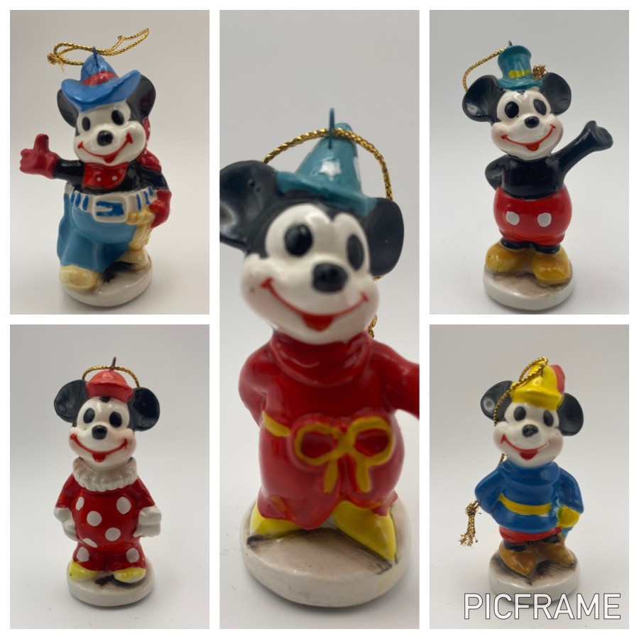 Vintage Rare Walt Disney Productions Mickey Mouse Vintage Christmas Ornament Set