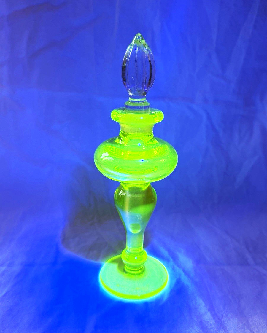 Vintage Uranium Glass Perfume Bottle w/ Stopper
