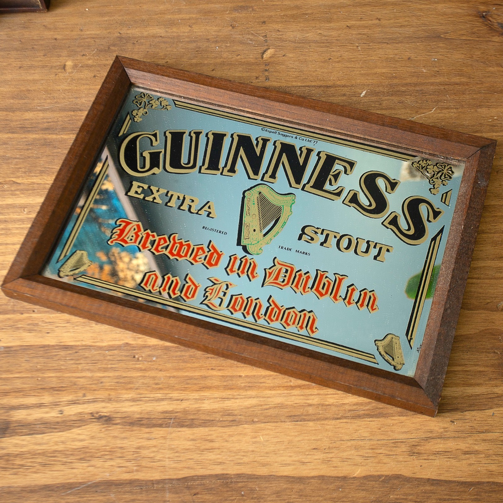 Vtg Guinness Pub Bar Mirror Advertising Made in England 9\