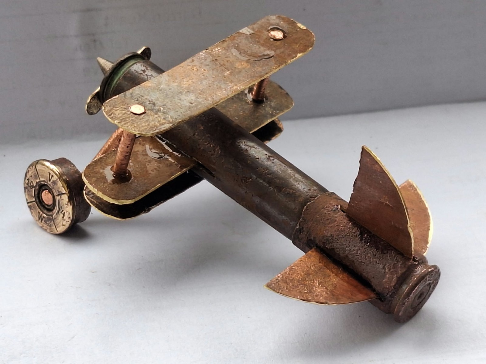 WWI WWII Trench Art Airplane 1914 Mannlicher & Mauser K98 Rifle Casing Biplane