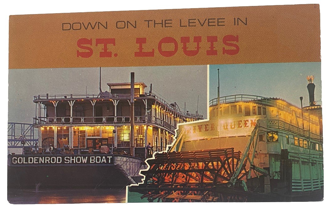 Goldenrod Showboat & The River Queen ~ St Louis Missouri MO ~ Vintage Postcard Goldenrod Showboat & The River Queen ~ St Louis Missouri MO ~ Vintage Postcard