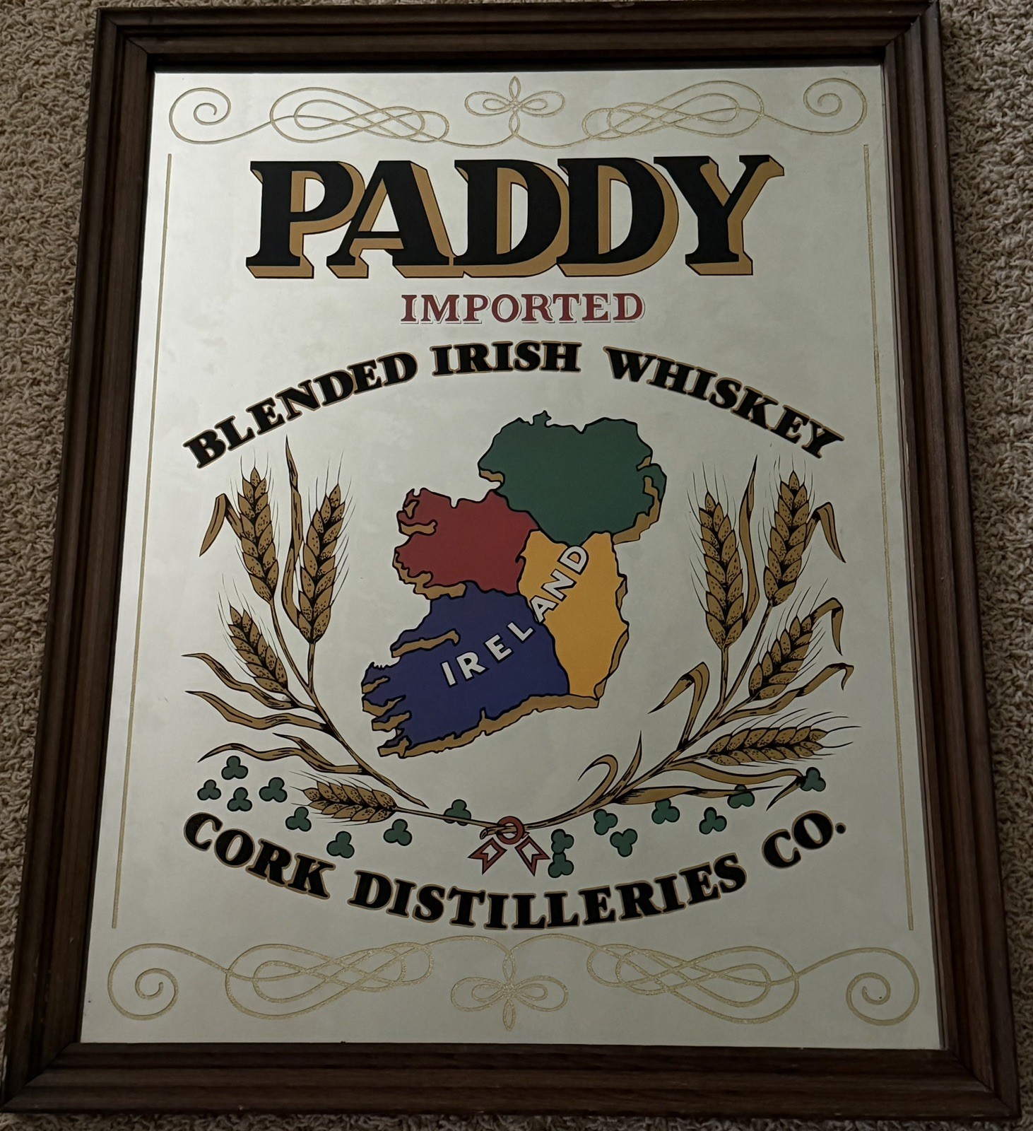 Paddy Irish Whiskey Bar Sign/Mirror - Wall Decor