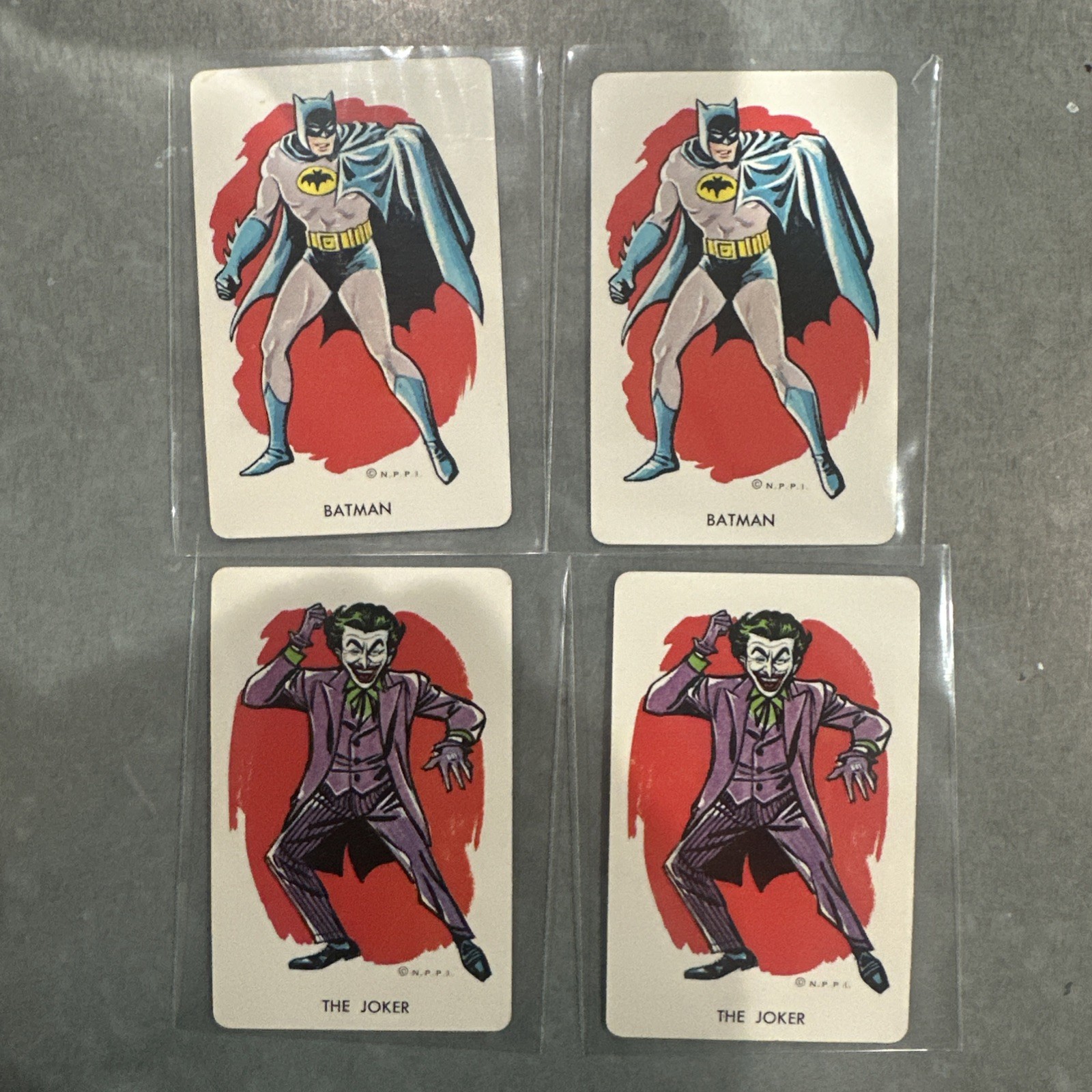 2 1966 N.P.P.I. WHITMAN BATMAN CARD GAME BATMAN ROOKIE YEAR PLAYING CARD RARE