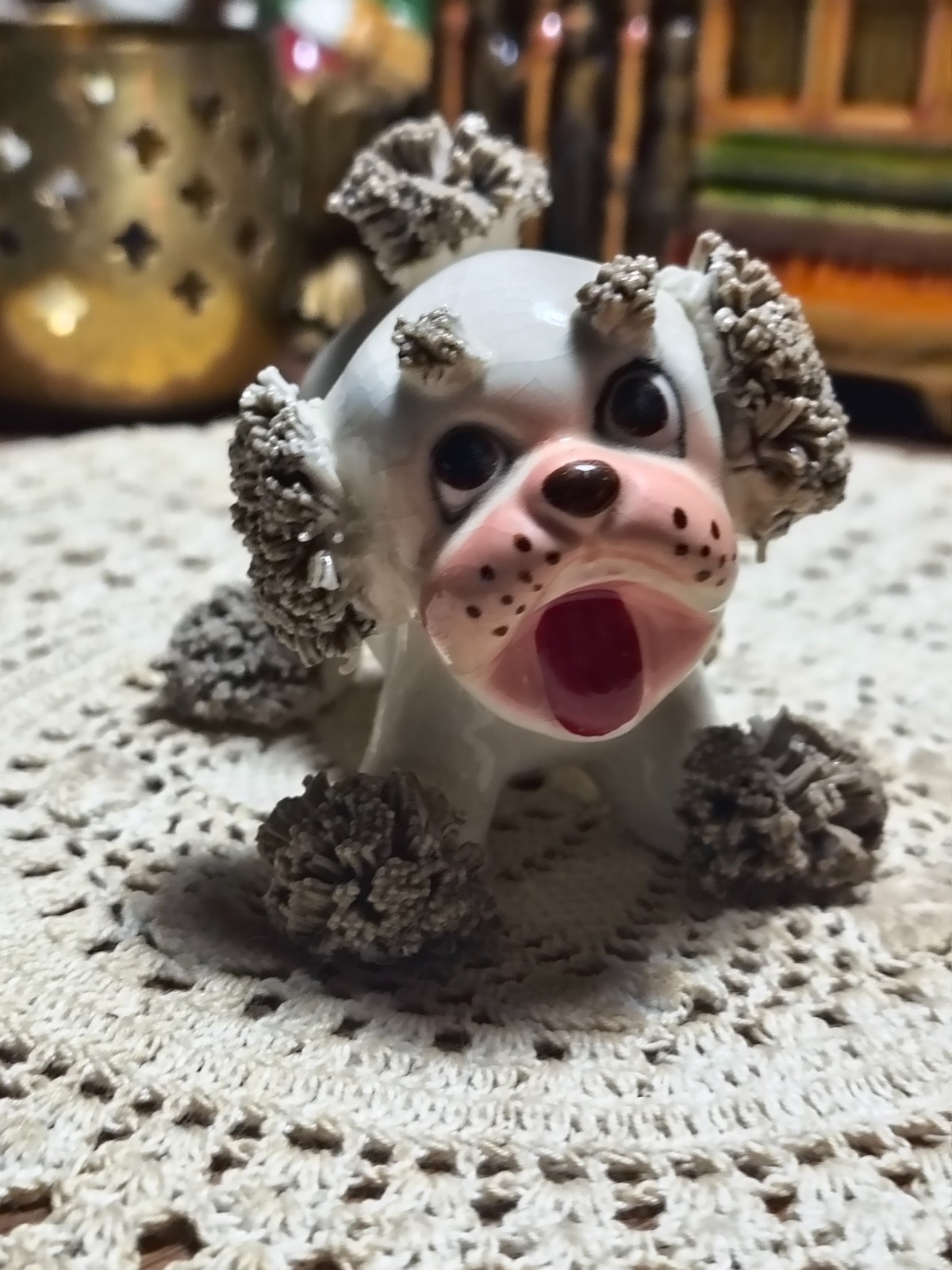 Vtg. Lefton Japan Ceramic Spaghetti Trim Shih Tzu Figurine MCM 1950s Vtg. Lefton Japan Ceramic Spaghetti Trim Shih Tzu Figurine MCM 1950s
