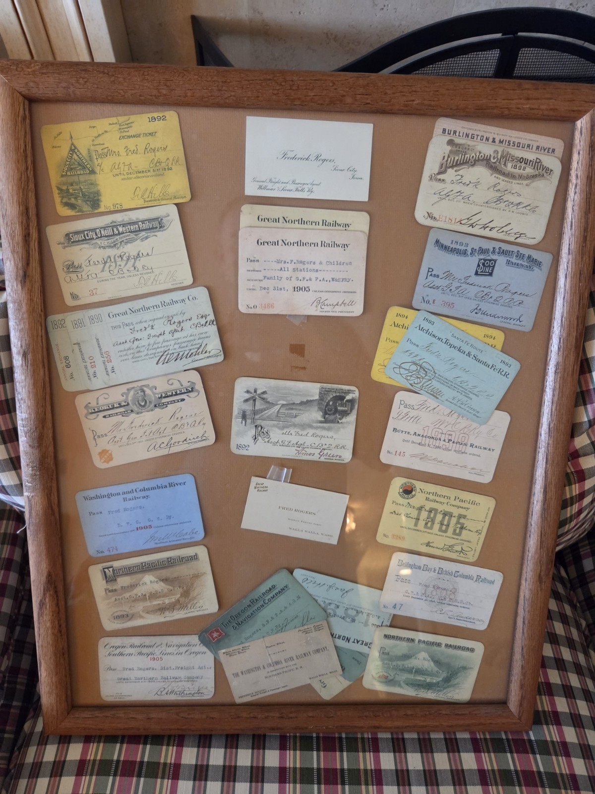 Vintage 19th Century Rare Lot of Railroad Railway Pass Tickets (Framed) Vintage 19th Century Rare Lot of Railroad Railway Pass Tickets (Framed)