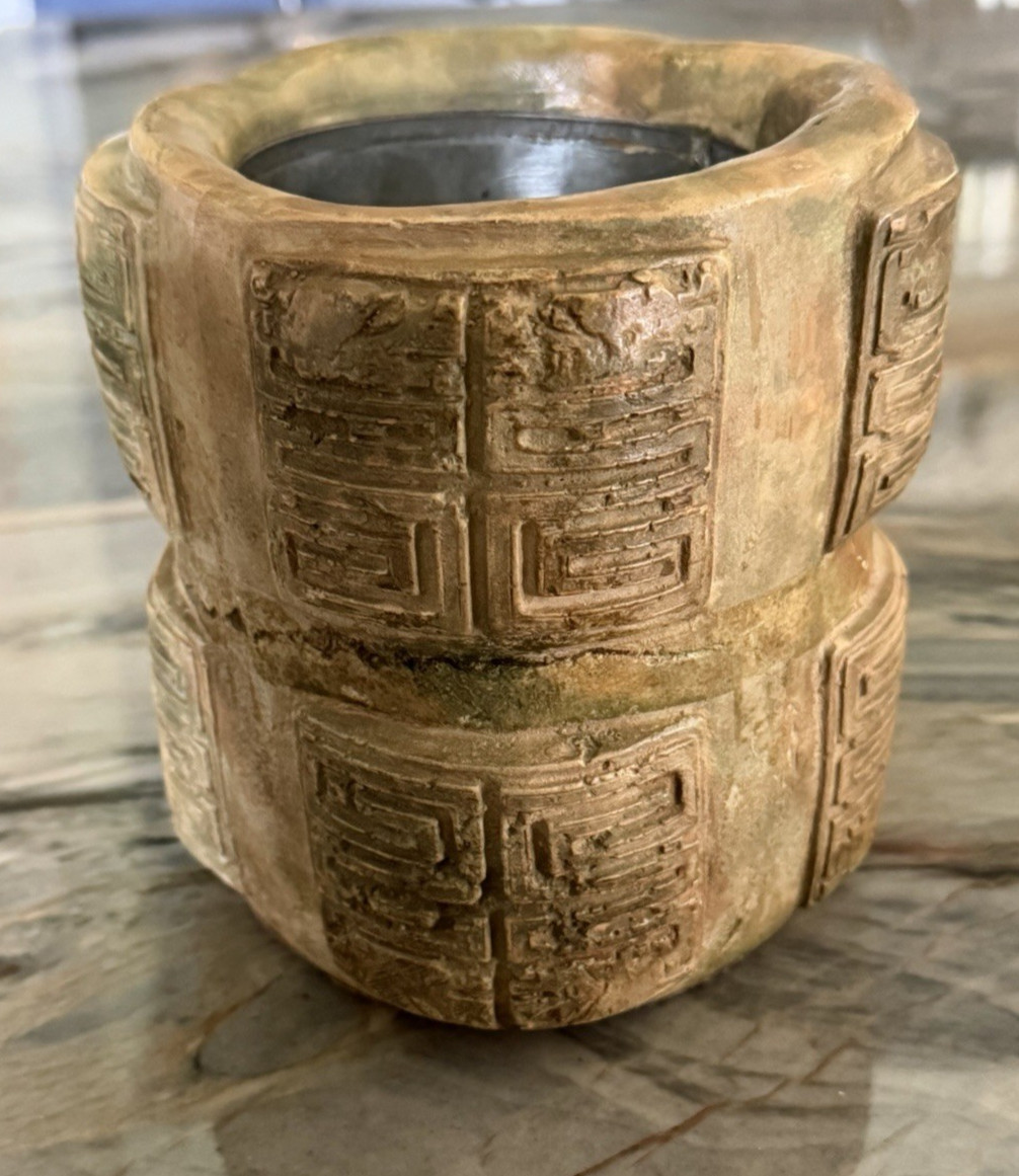 Vintage Alva Studios Reproduction Pottery Chinese Cong Brush Pot