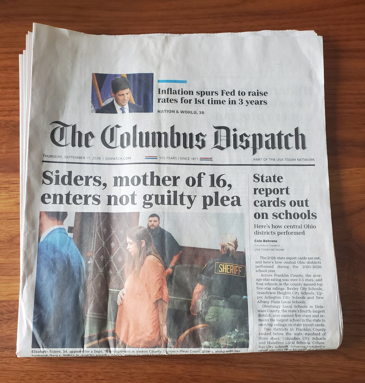 The Columbus Dispatch September 17 2026 Ohio State Texas Game Ryan Day