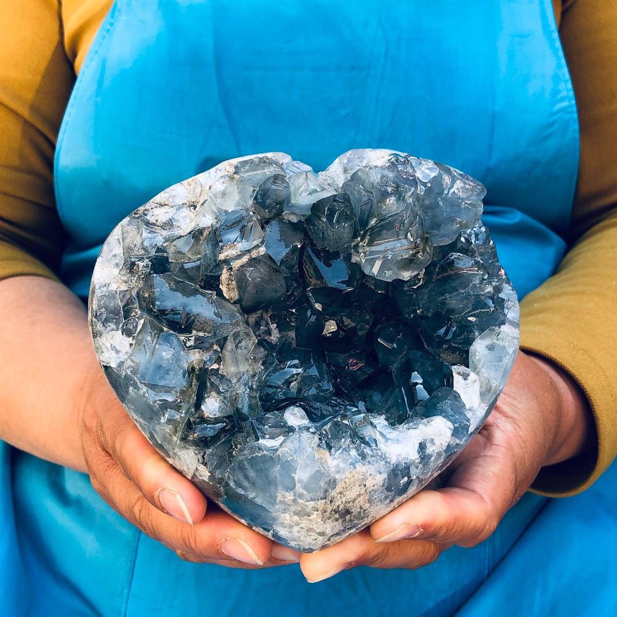4.62LB Natural Blue Celestite Geode Cluster Healing Crystal Specimen MH4474