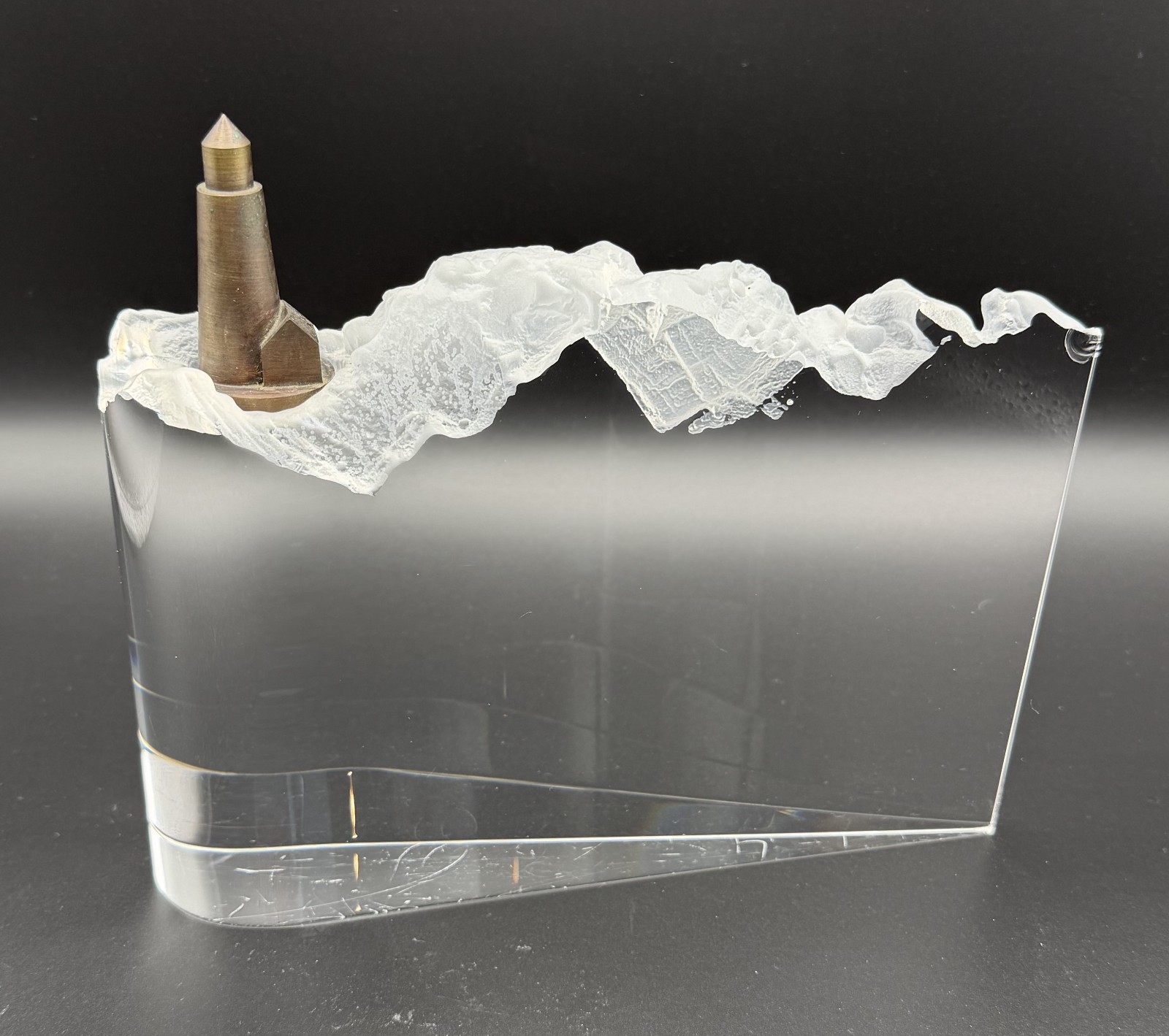 Steuben “Lighthouse” Crystal & Bronze Sculpture by David Dowler – 7.5” – 7.2 lbs
