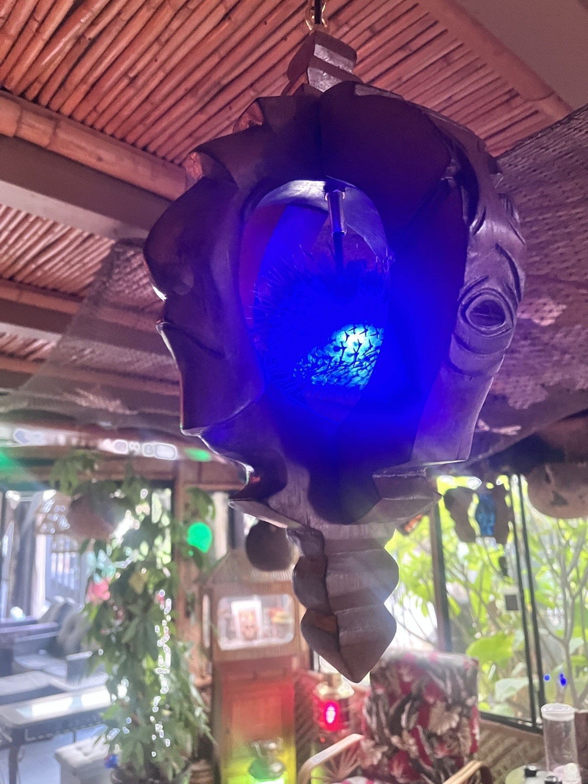 NEW Witco Style Lamp W/Real Pufferfish lamp Blue Led Tiki bar Oceanic