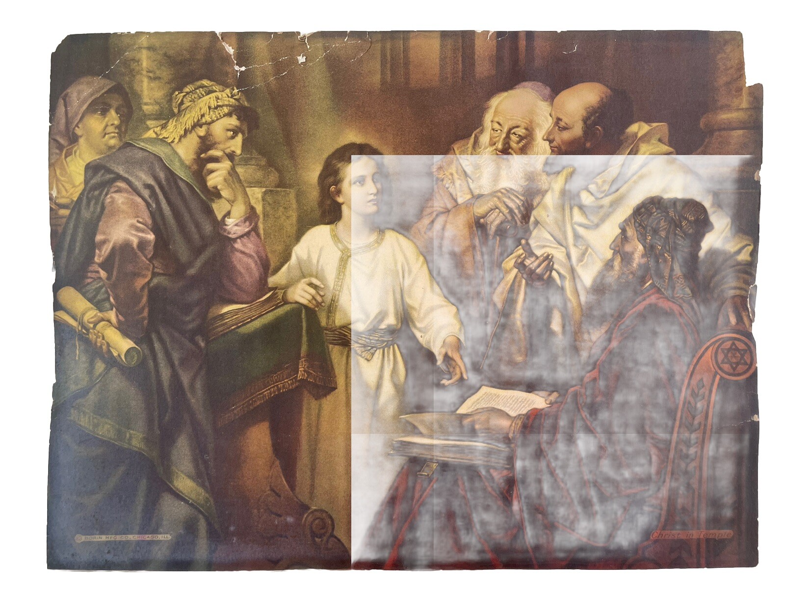 Vintage Young Jesus in Temple Teaching  PRINT 1920s