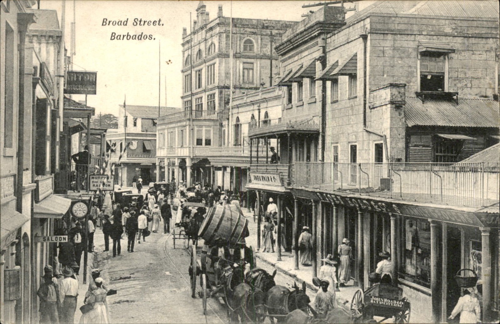 Broad Street Barbados Street Scene c1900s-10s Vintage Postcard bhn Broad Street Barbados Street Scene c1900s-10s Vintage Postcard bhn