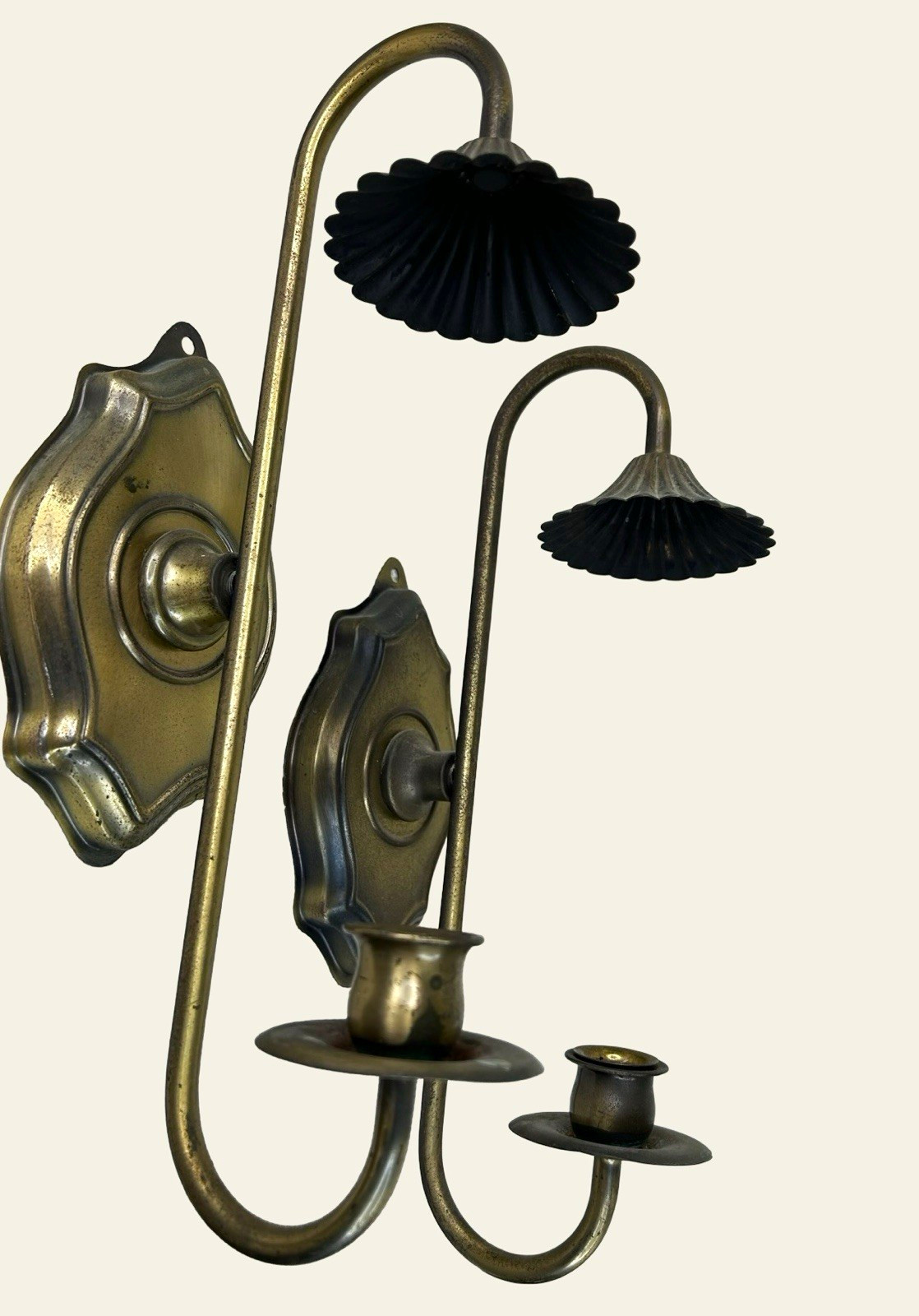 Vintage Pair of Homco Fluted Umbrella Candle Sconces 14”