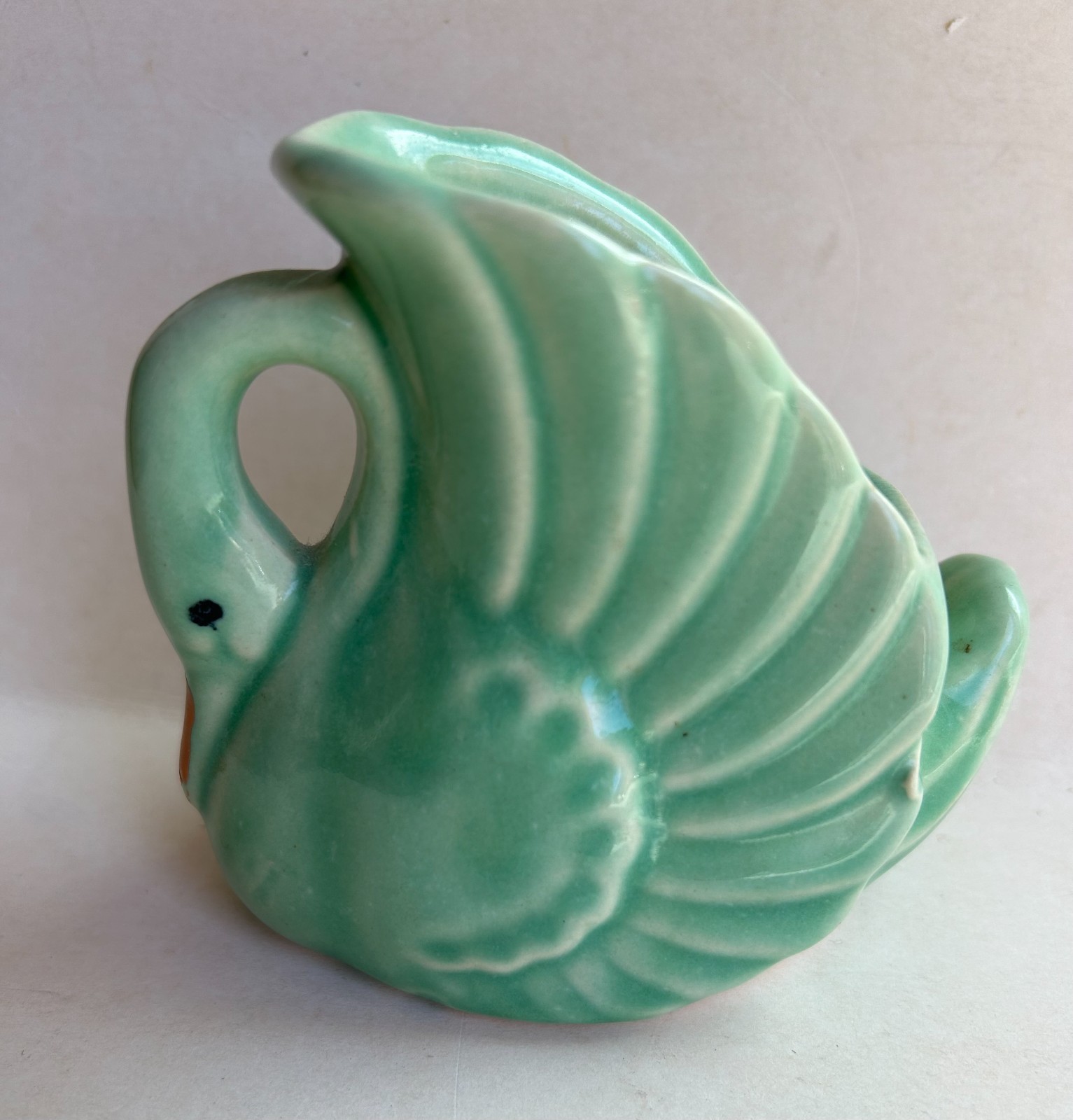 Vintage Art Deco Celadon Green Swan Art Pottery Planter - 4” MCM