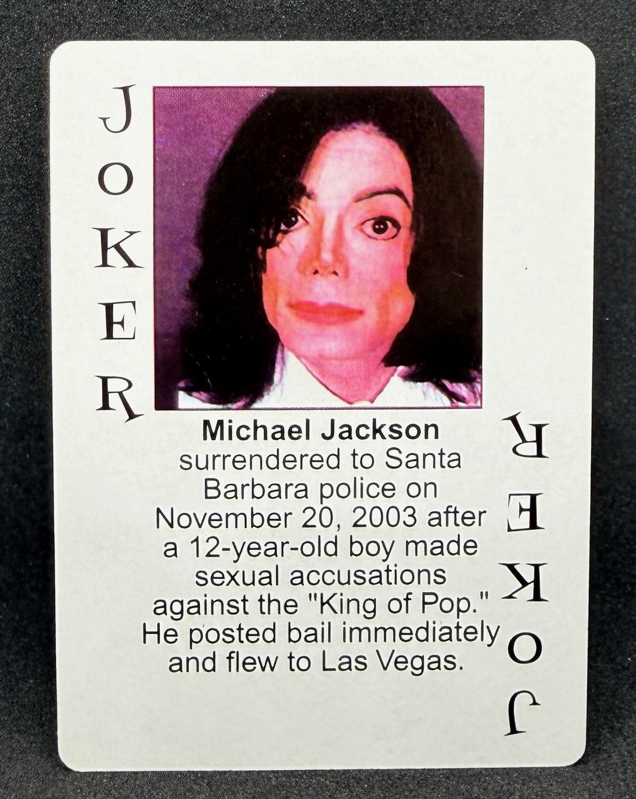 Michael Jackson 2003 Starz Behind Barz Joker Playing Card Mug Shot Santa Barbara