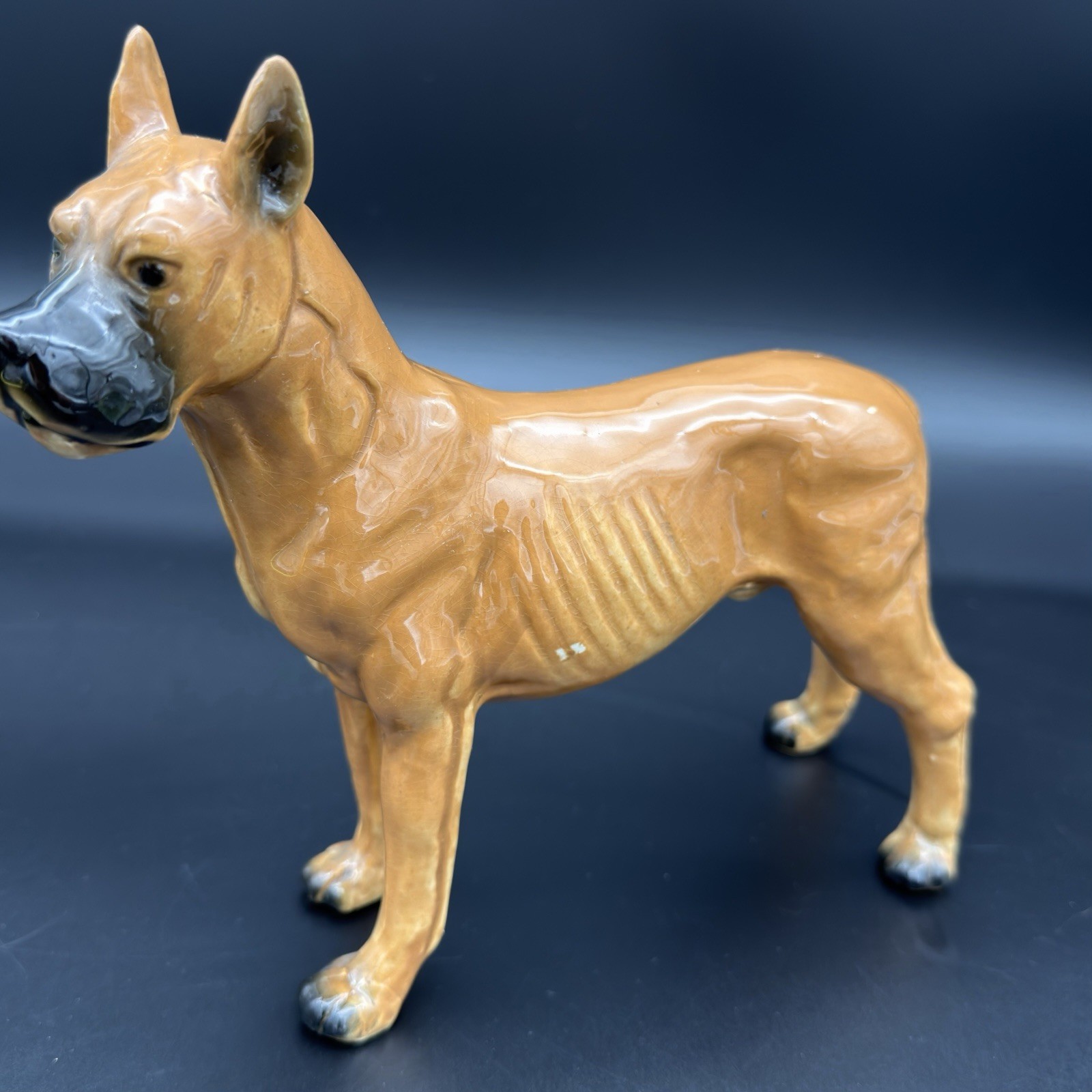Vintage Japan Standing Great Dane Boxer Dog Figurine Large 8” Mid Century Read Vintage Japan Standing Great Dane Boxer Dog Figurine Large 8” Mid Century Read
