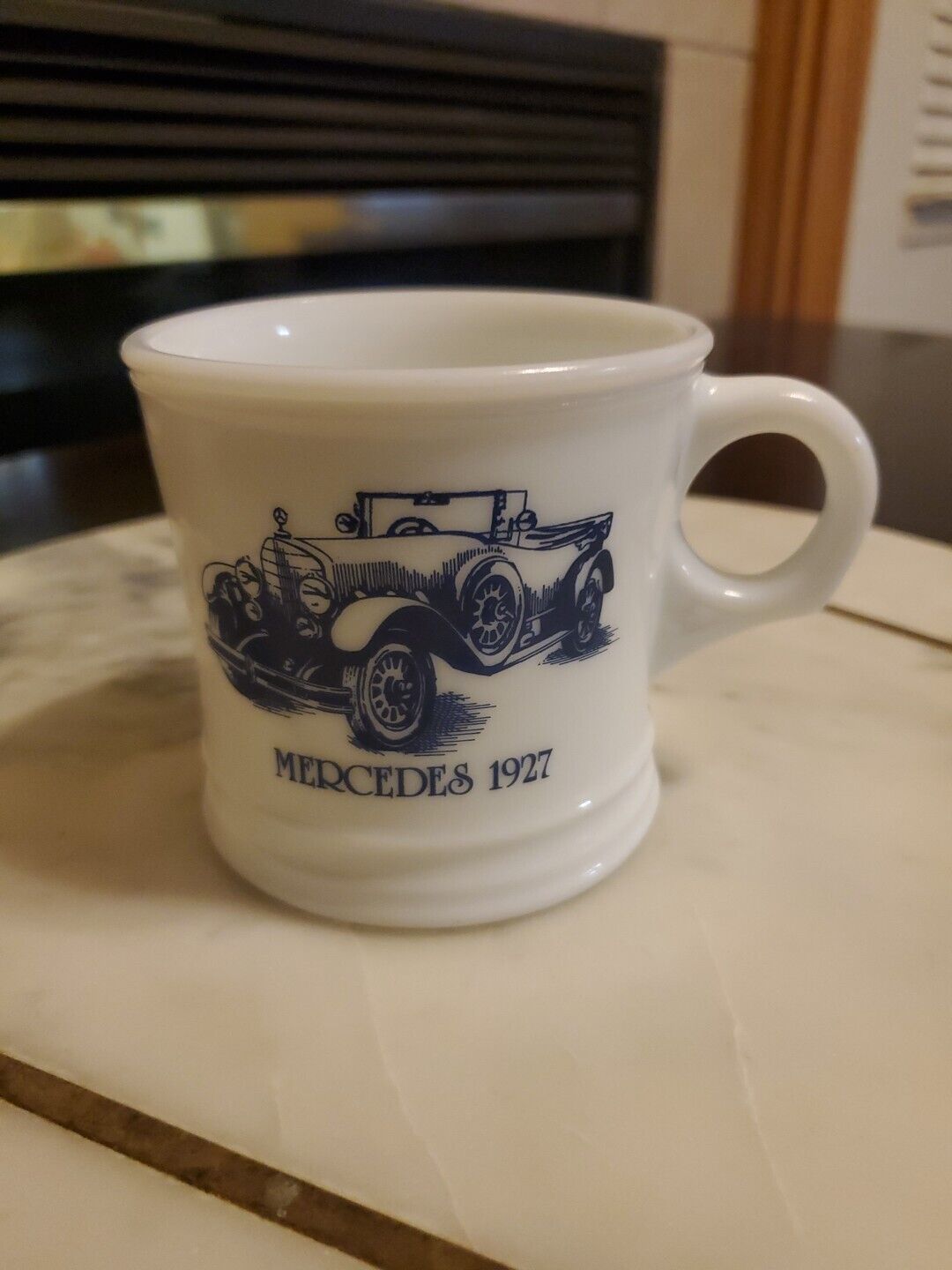 Surrey - Milk Glass Shaving Mug - 1927 Mercedes - Classic Car Mug - Made in USA
