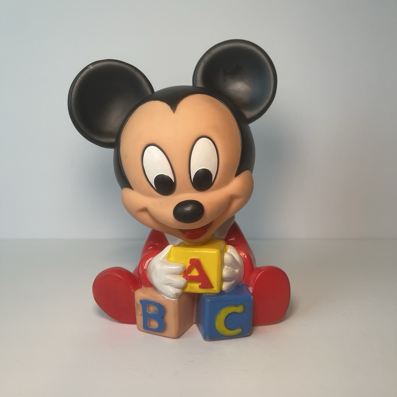 Vintage 1984 Disney Shelcore Baby Mickey Mouse Rubber Squeek Toy