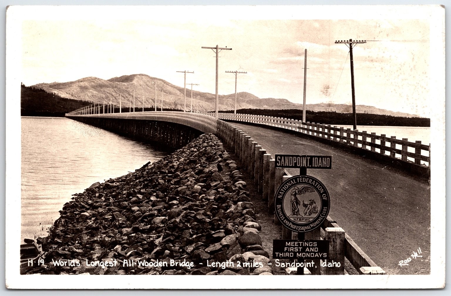 Sandpoint Idaho World's Longest Wooden Bridge RPPC Ross Hall Vintage Postcard Sandpoint Idaho World's Longest Wooden Bridge RPPC Ross Hall Vintage Postcard
