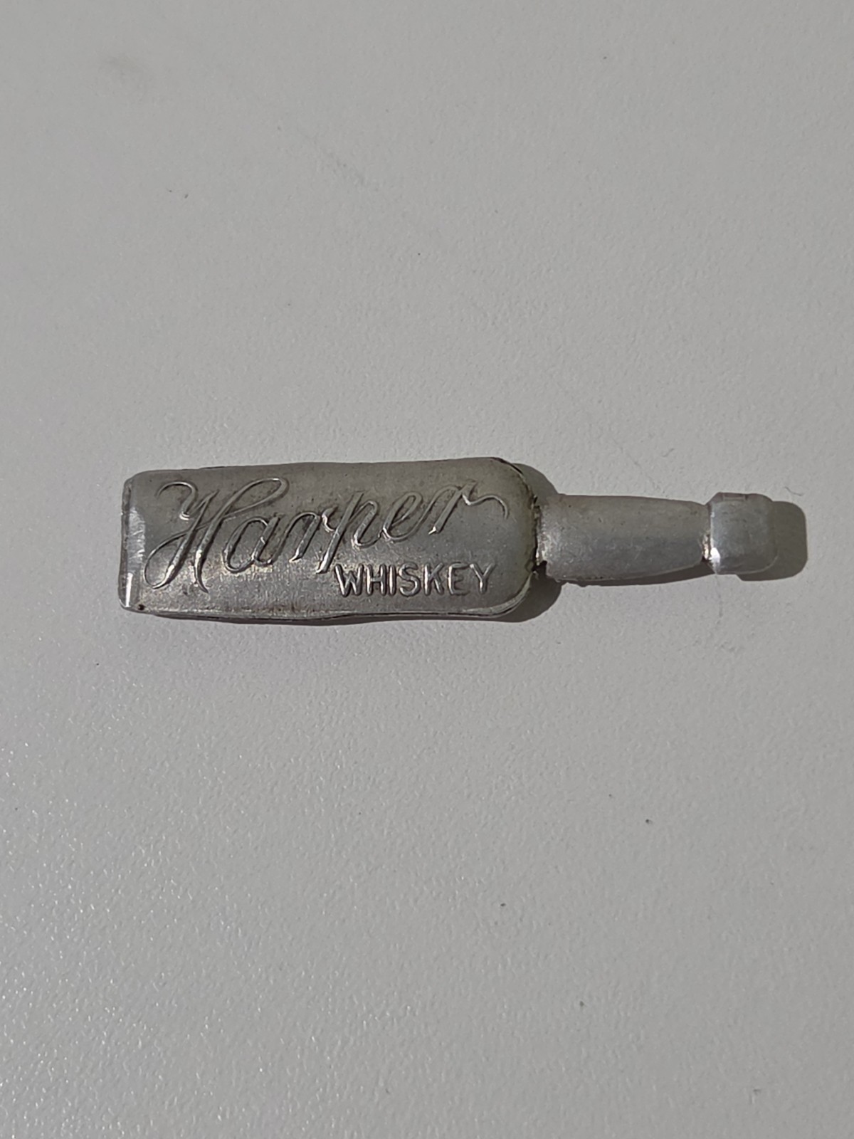 Vintage Harper Whiskey Seal Cutter Figural Bottle Advertising Mini Silver Tone