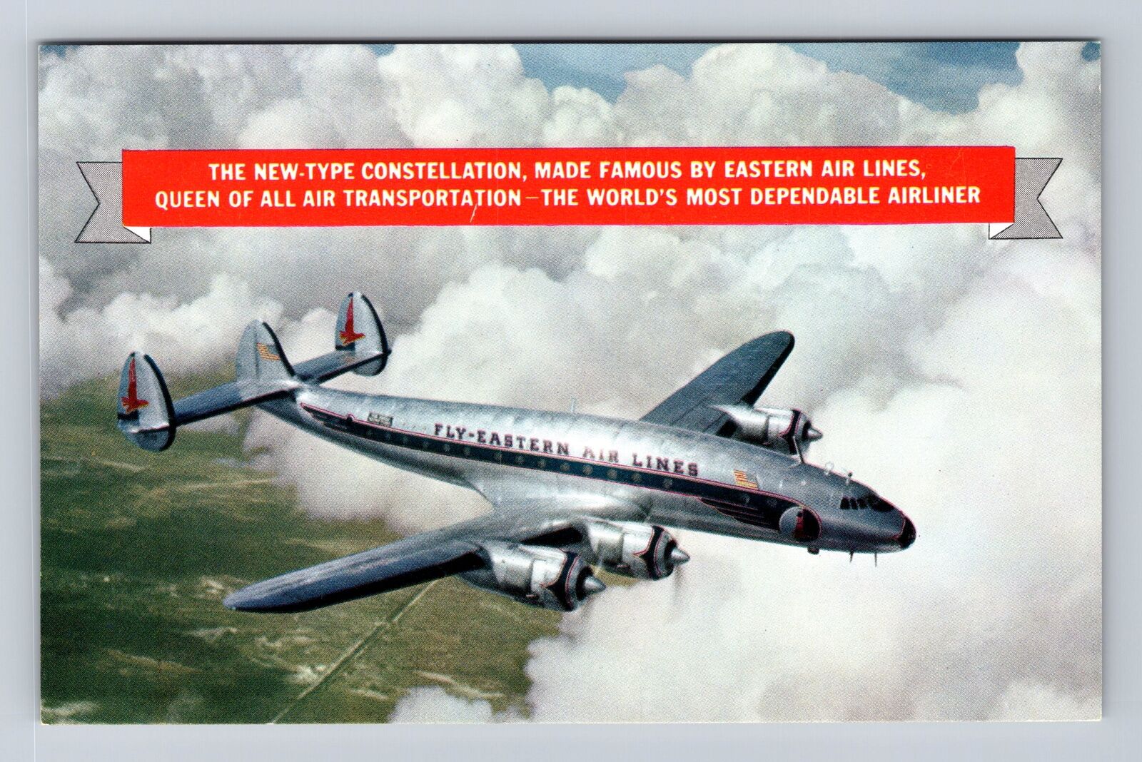 New Type Constellation, Airplane, Antique, Vintage Souvenir Postcard