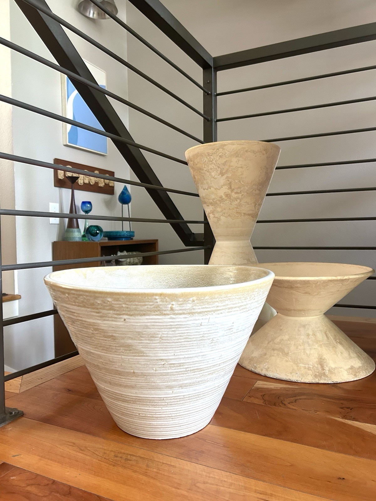 Mid Century Modern ZANESVILLE Stone Age Modern HOMESPUN Pottery CONE PLANTER