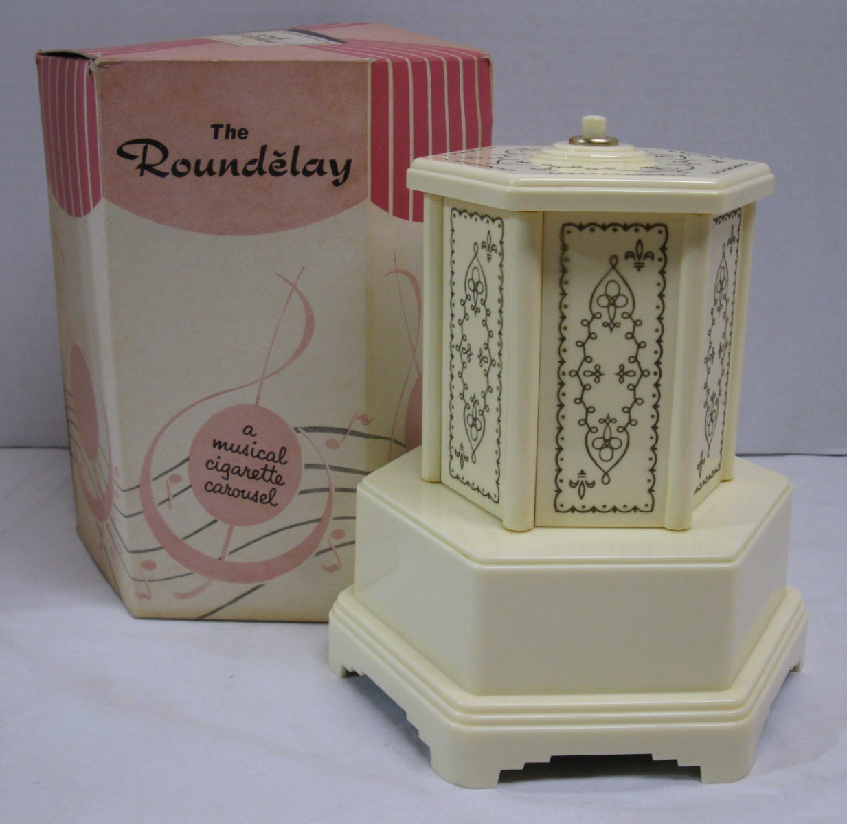 Vintage Swiss Harmony Roundelay Music Box Carousel Ivory Style Working w/ Box Vintage Swiss Harmony Roundelay Music Box Carousel Ivory Style Working w/ Box