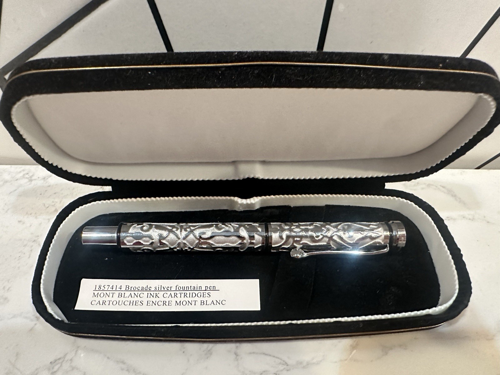Vintage 1999 Silver Brocade Fountain Pen- Iridium Point Tip