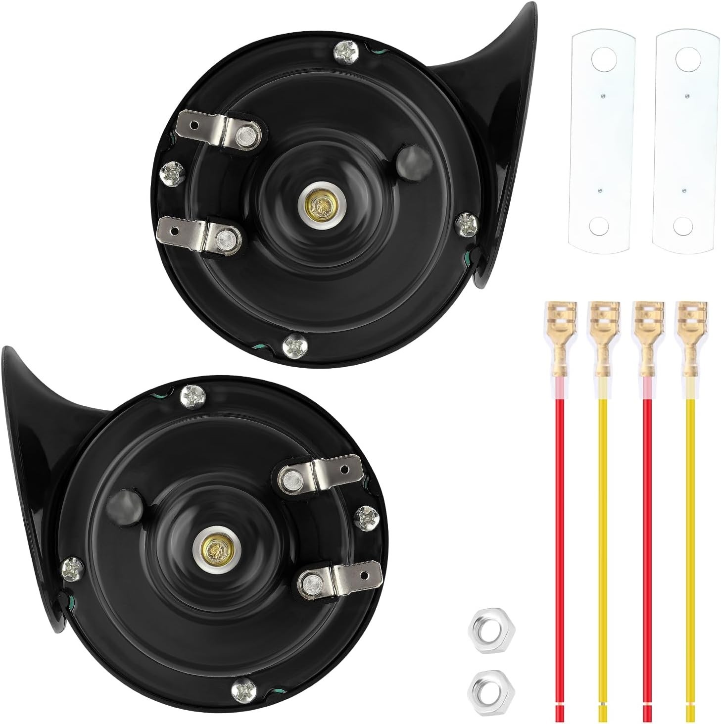 Universal Car Horn Upgrade Kit, 12V High/Low Dual Tone Snail Horn, Loud Waterpro Universal Car Horn Upgrade Kit, 12V High/Low Dual Tone Snail Horn, Loud Waterpro