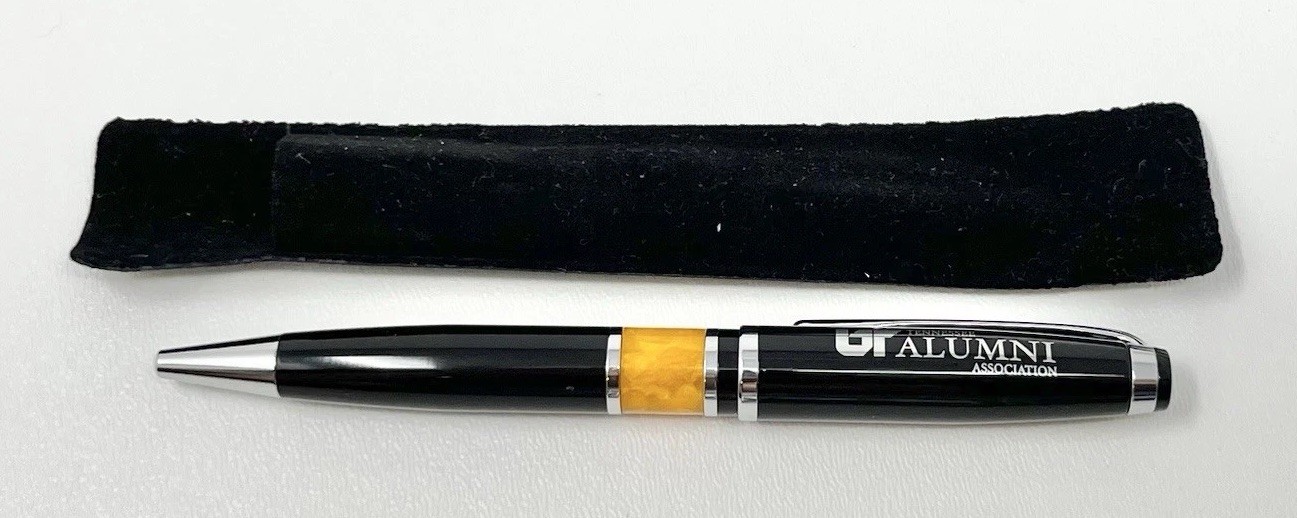 Vintage UT Tennessee Alumni College Black Ball Point Twist Pen Orange Marble