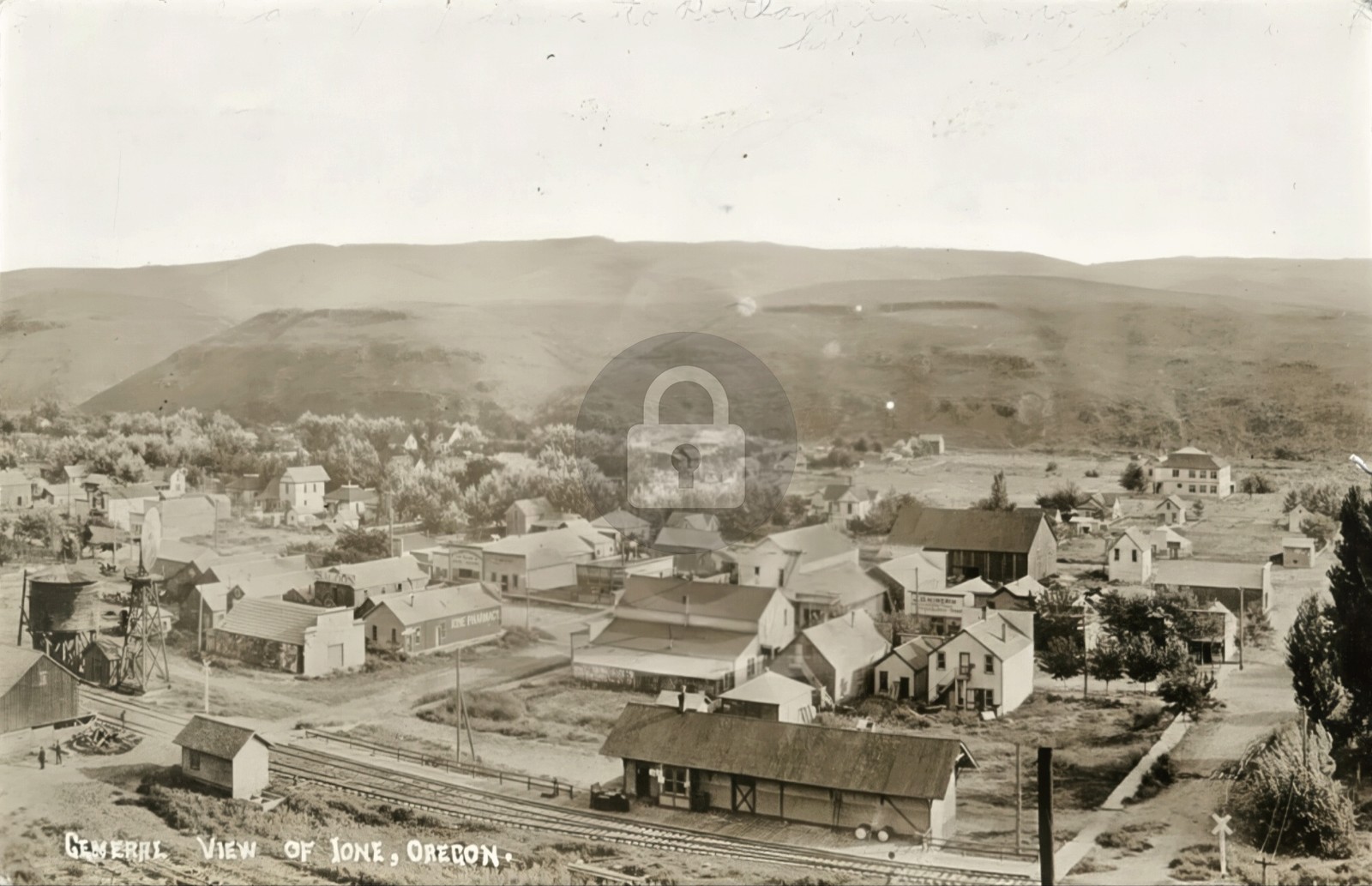Train Depot Ione Oregon. c1913 Morrow County RPPC Photo Postcard COPY