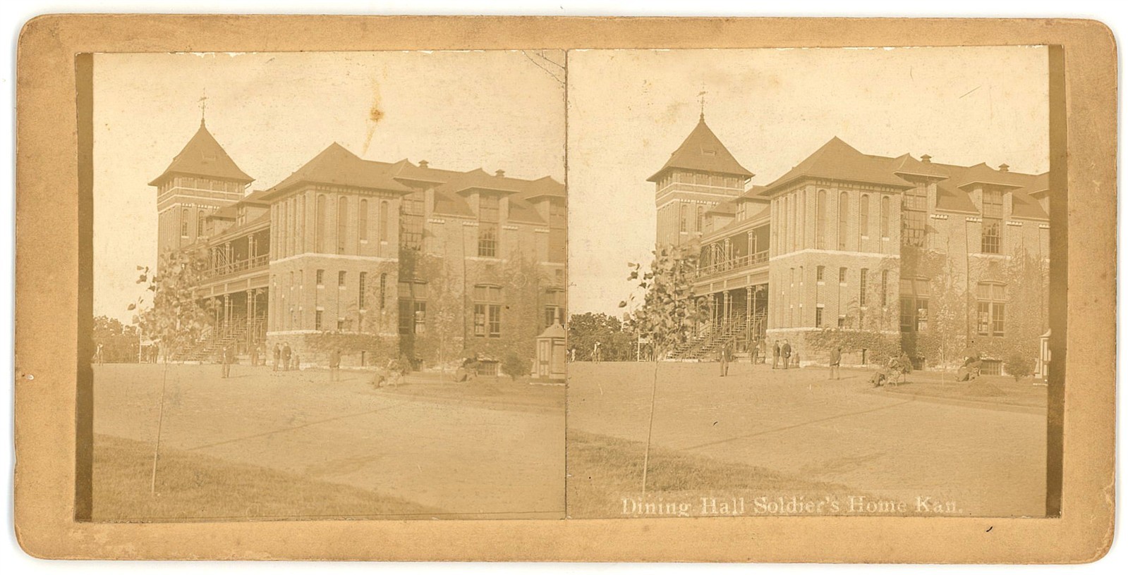 KANSAS STEREOVIEW - Leavenworth - Soldiers Home - Dining Hall - J Atkins 1880s