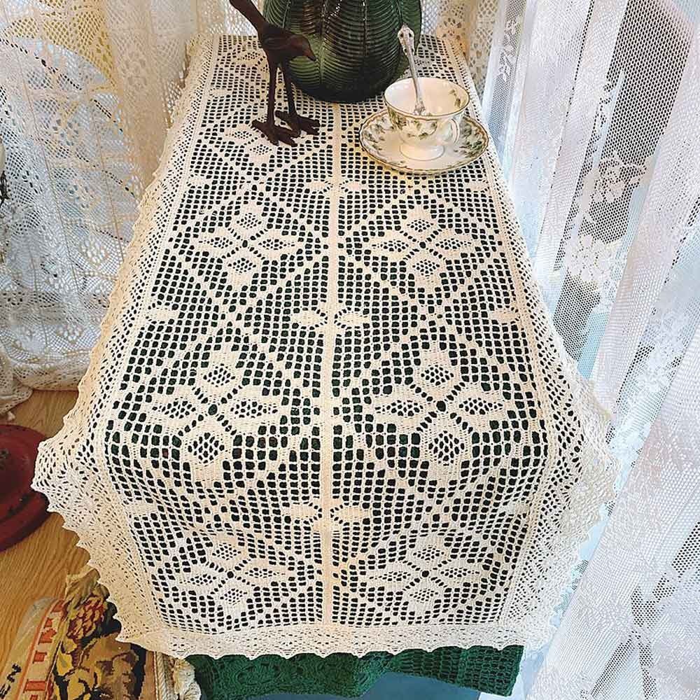 17x39inch Vintage Hand Crochet Lace Table Runner Doily Rectangle Dresser Scarf