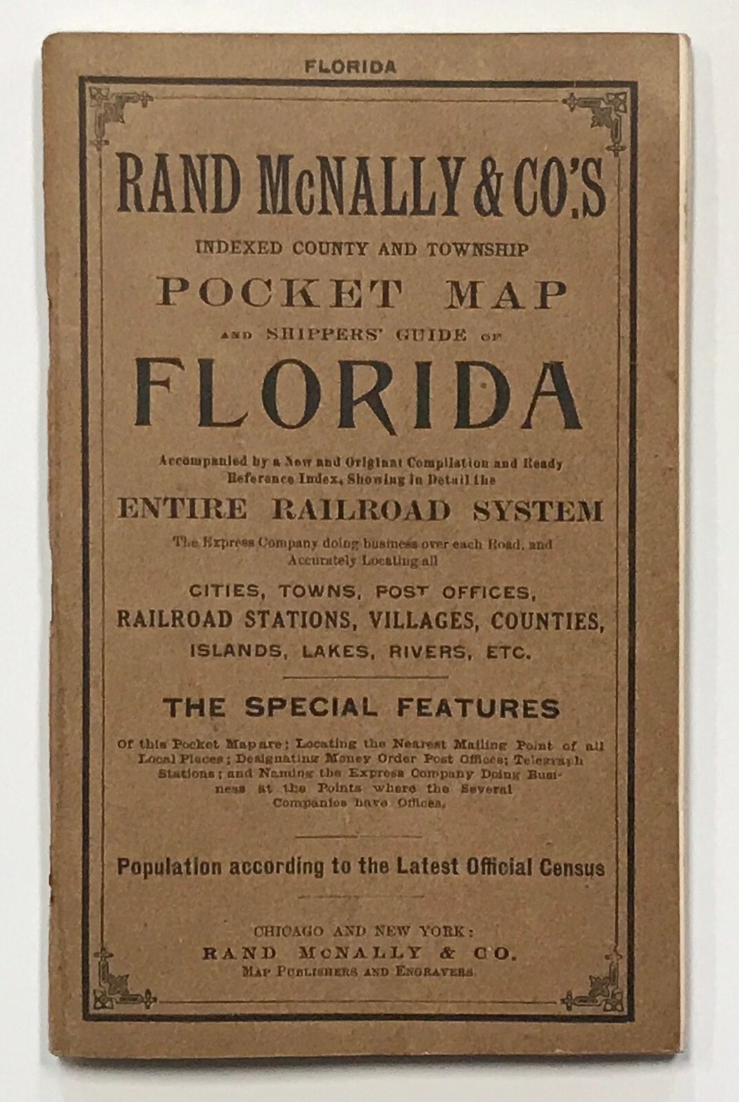 FLORIDA MAP. Rand McNally pocket map. 1910. FLORIDA MAP. Rand McNally pocket map. 1910.