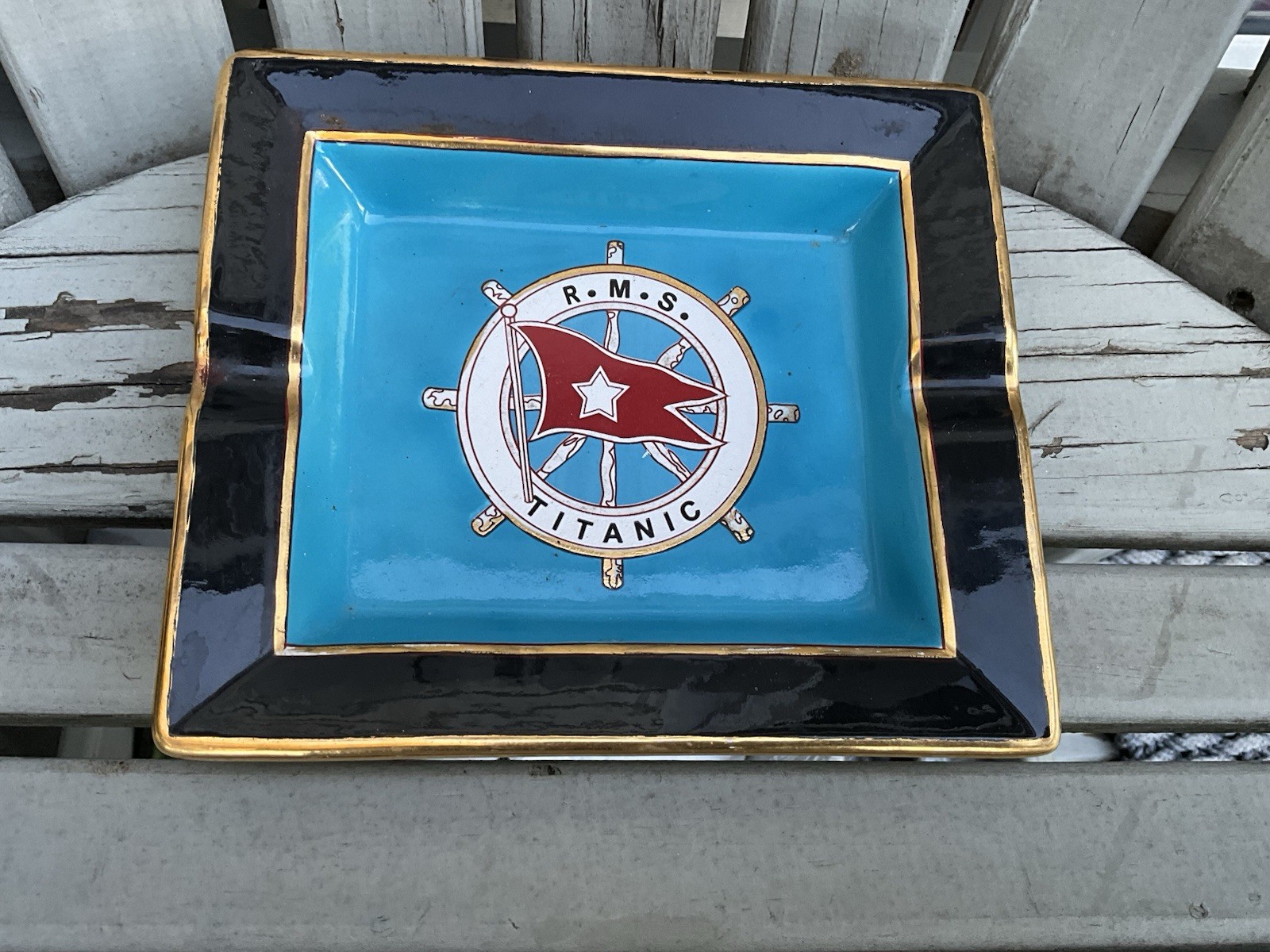 RMS Titanic Large Rectangular Vintage Ash Tray