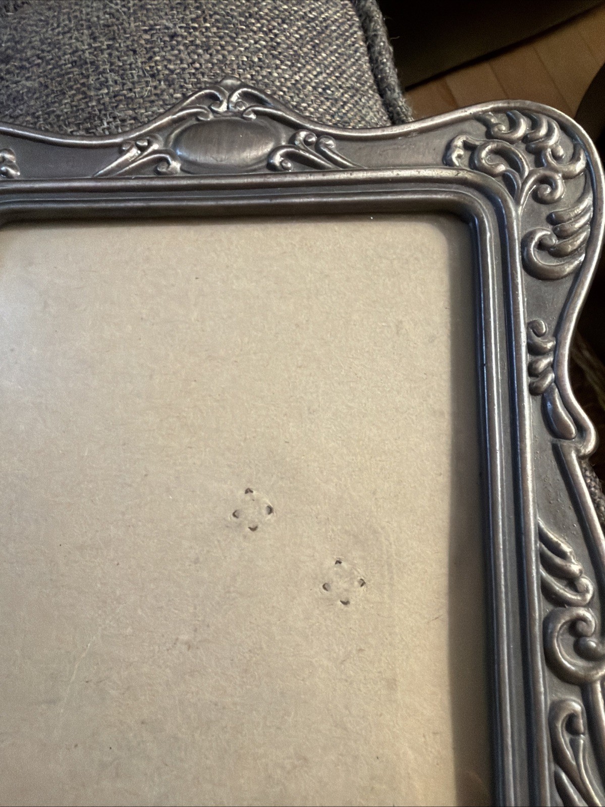 Vintage Burnes of Boston Pewter  Frame w/Floral Scroll 1990’s Holds 5x7 Photo