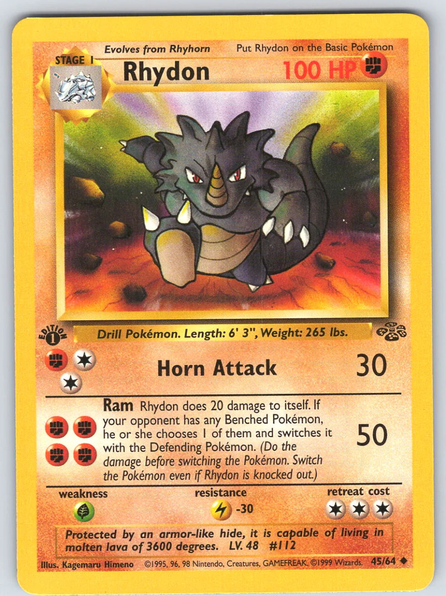 Rhydon #45 Jungle 1st Edition Pokémon Card