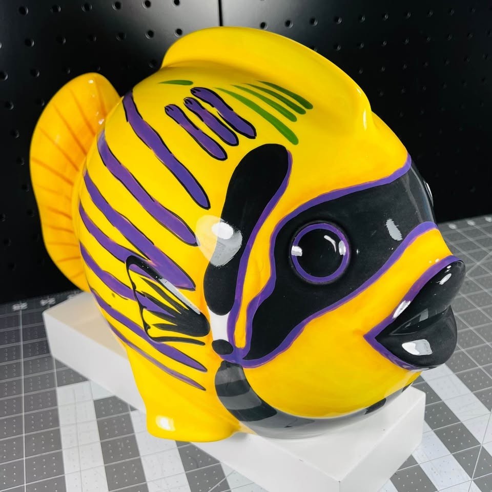 Rare Studio Nova Tropical Fish Coin Bank AC096 Ceramic Yellow Angelfish VTG Rare Studio Nova Tropical Fish Coin Bank AC096 Ceramic Yellow Angelfish VTG
